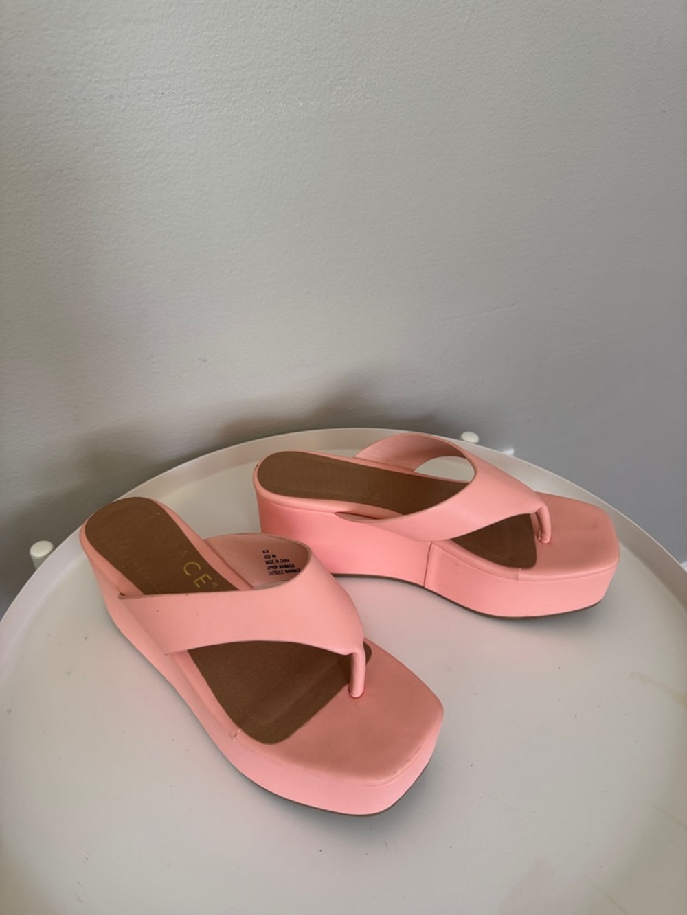 l*space Pink Platform Thong Sandals
